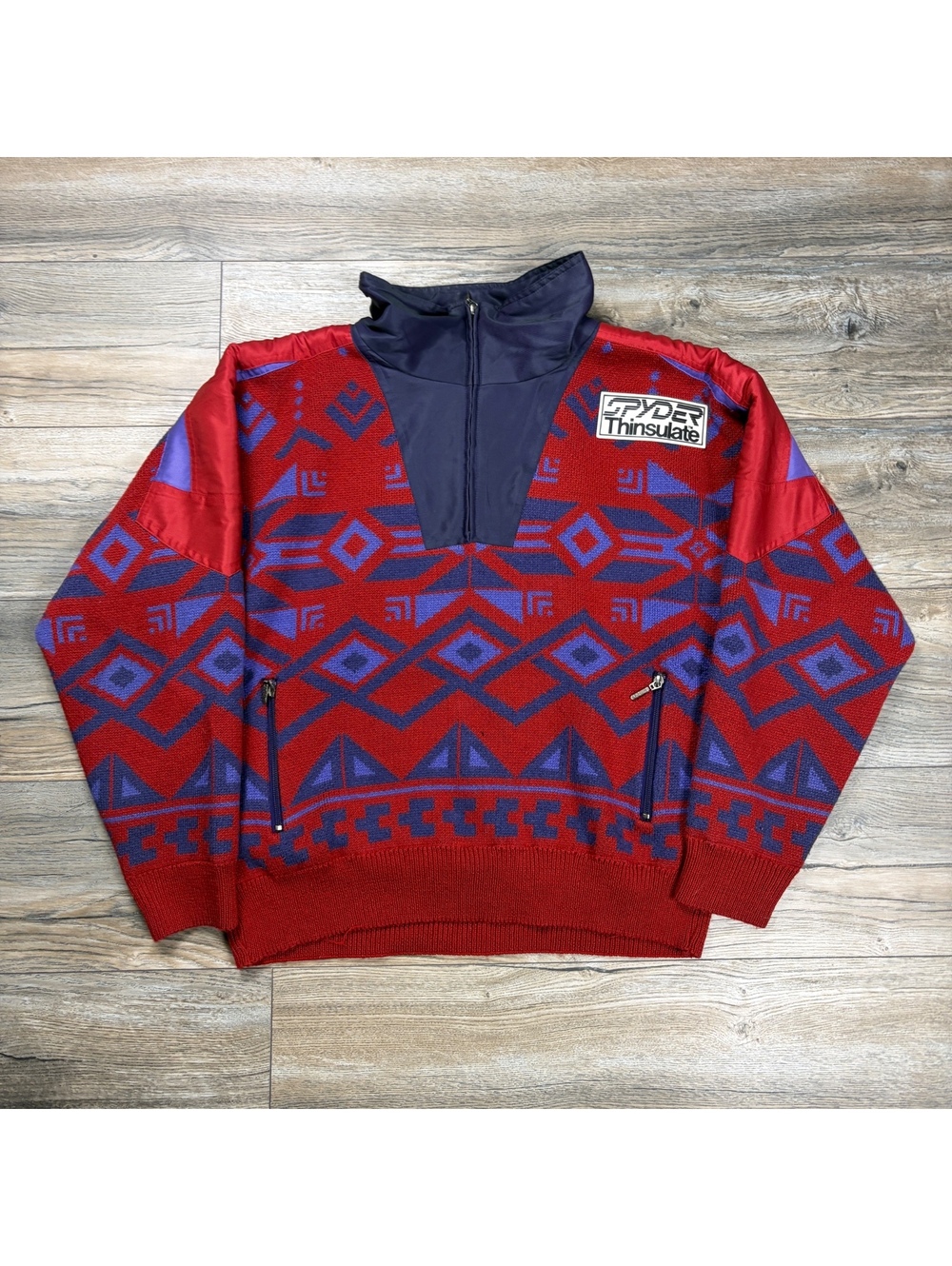 90’s Spyder USA red and purple quarter-zip pullover